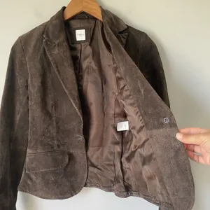 New Look Vintage y2k 2000's 100% Leather Button Up Jacket Blazer Brown Size US 4 thumbnail 5