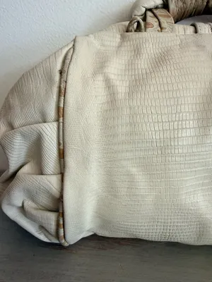 Vintage 80s Structured Doctor Bag Croc Embossed Leather Chunky Statement Purse thumbnail 7