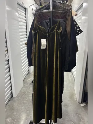 Zara‎ velvet STRAPPY bottle green maxi dress thumbnail 8