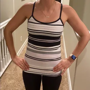 lululemon striped power Y tank size 4 thumbnail 1