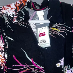 COPY - H&M Black Floral Tie Belt Waist Colorful Work Dress Size XS thumbnail 4