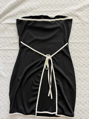 Strapless Black & White Trim Mini Dress Size M thumbnail 1
