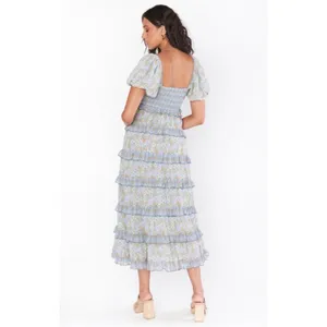 Show Me Your MuMu Blue and Yellow Floral Midi Dress thumbnail 2