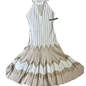 Anthropologie Pleated Drop-Waist Knit Midi Dress Ivory Size Large thumbnail 6