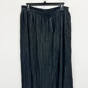 Lulus Midsummer Memories Black Mid-Rise Maxi Skirt Side Slit Plisse Large NWT thumbnail 8