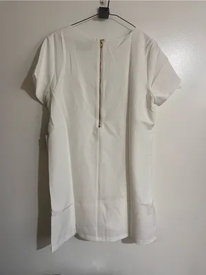 Lulus NWT Women Medium Ivory Shift Mini Dress Minimalist Quiet Luxury Clean Girl thumbnail 9