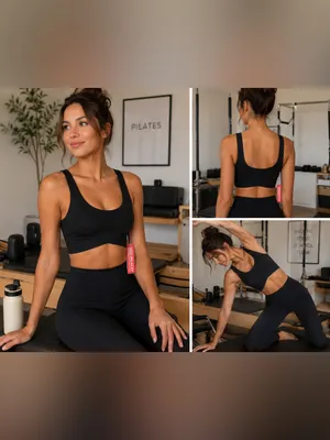 NWT Sold Out Good American Black Scoop Neck Compression Sports Bra Size 1 Small thumbnail 2