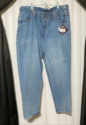AVA•VIV cinched waist denim blue jeans thumbnail 1