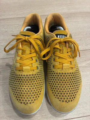 NOBULL Suede Perforated Trainers Mustard Yellow Size Men’s 8/Women’s 9.5 thumbnail 4