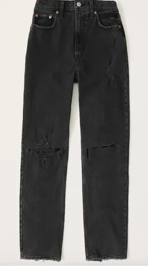 Abercrombie Black 90s Straight Ultra High Rise thumbnail 1
