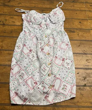 AUW Mini Sundress Medium Adjustable Straps Elastic Pullover Spring Back 2 School thumbnail 1