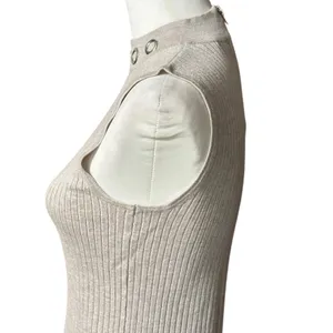 89th & Madison Cream Ribbed Fitted Tank Top thumbnail 6