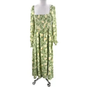 OPT O.P.T. Classic‎ Smocked Maxi Dress floral slit sz XL thumbnail 7