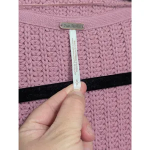 Free People Swim Too Deep Cardigan Smoked Pink Knit Seater Oversized Small Rose thumbnail 5
