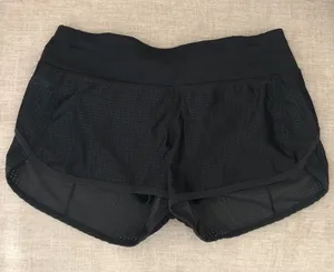 Lululemon Perforated Mesh Look Speed Shorts Athletic Running Black 4 Small thumbnail 1