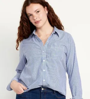 Old Navy Blue and White Striped Button Down Shirt | Women’s Size Small thumbnail 12