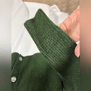 Banana Republic Green Aire Wool Blend Cardigan Waffle Knit‎ Small GUC thumbnail 2