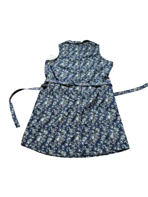 Old Ranch Blue Floral Shirt Dress Sleeveless Tie Belt Vacation Cotton Casual thumbnail 5