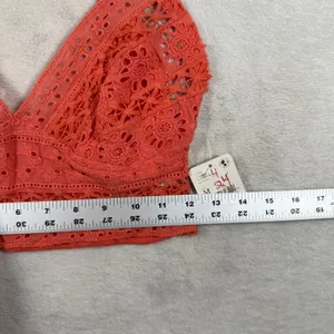 Free People FP One Adella Bralette Lip Gloss Coral Eyelet Lace Crop Top Medium thumbnail 2