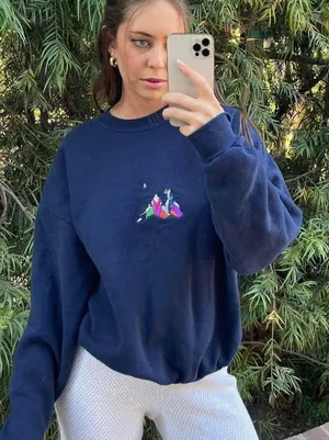 Vintage Three wise men Christian navy blue crewneck women’s size medium thumbnail 1