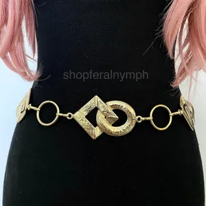 Gold Y2K Geometric Ring Waist Chain Belt, Fits 24 to 42 Inches, X7GA1317 thumbnail 2