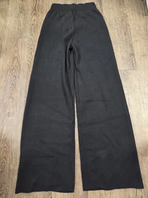 Katch Me black ribbed knit wide-leg trousers One Size Pants Stretchy thumbnail 1