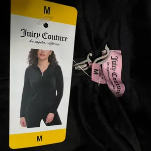 Juicy Couture Women's Velour Jacket Medium NWT Black Y2K Rhinestone thumbnail 2