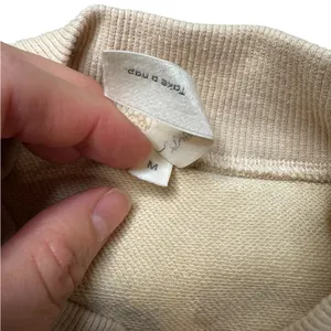 🤍 Nap Cotton Drawstring Hem Sweatshirt 🧶 Beige Oversized Pocket‎ Pullover M ✨ Yellow Size M thumbnail 4