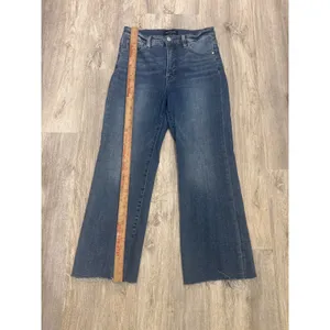 Social Threads Risen Jeans High Rise Wide Leg Raw Hem Medium Wash Size‎ 7/28 thumbnail 4