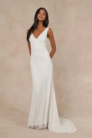 New Lulus Passionate White Beaded Sequin Mermaid Maxi Dress Size XL MSRP $318 thumbnail 3