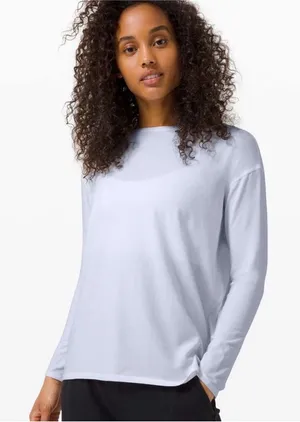 Lululemon LA Back in Action Long Sleeve Tee in Speckled Blue thumbnail 1