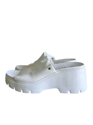 Dr. Scholl's Check Doubts White Platform Wedge Women's Sandal Size 8 #B1293 thumbnail 4