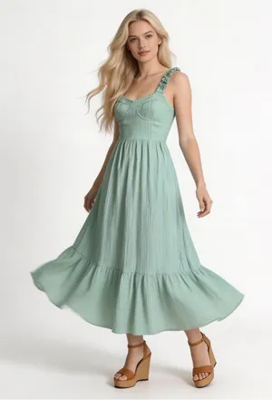 ALTAR'D STATE | Mint Green Maxi Dress with Ruffled Straps Sz XS thumbnail 1