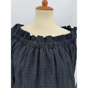 SCOOP Off Shoulder Peplum Blouse Black Tie Waist Long Ruffle Sleeve Casual Top L thumbnail 5
