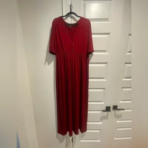 Allegrace 2XL Burgundy Maxi Dress Empire Waist Button Front Casual Boho thumbnail 7