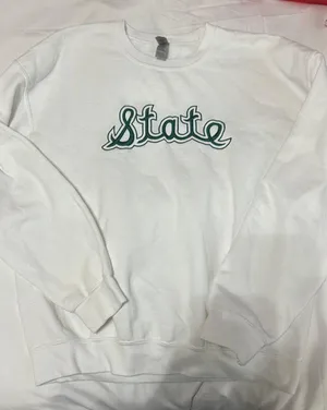Michigan state Custom Embroidered Crew Neck White Size L thumbnail 1