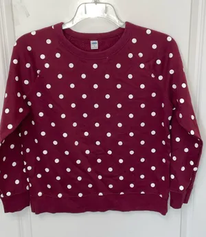 Old Navy Maroon Polka Dot Crewneck Sweatshirt Medium thumbnail 1