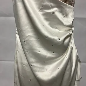 Women's Rhinestone Cream Lace Halter Maxi Dress Size Small thumbnail 4