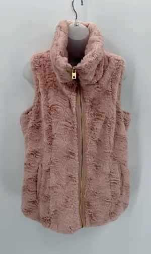 Marc New York Vest Women’s M Pink Faux Fur Zip Andrew Marc Plush Layering READ thumbnail 1