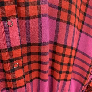 Anthro‎ We The Free People Size XS Shirt Pacific Dawn Red Pink Plaid Ruched NEW thumbnail 6