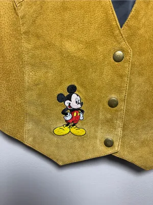 Vintage Disney Mickey Vest Leather Suede front thumbnail 2