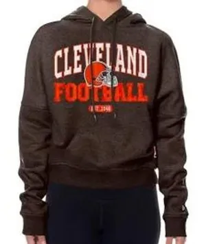 Cleveland Football NFL Team New Era Hoodie Applique Womens S Brown DawgPound New thumbnail 1
