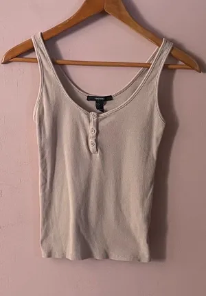 Forever 21 Tan Henley Tank Top Size S thumbnail 1