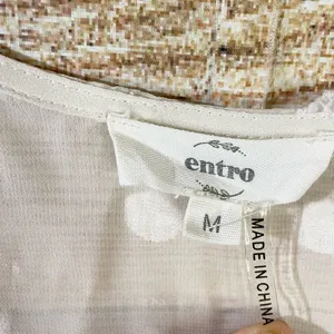 Anthropologie Entro semi-sheer polka dot textured loose fit cream blouse Size Medium thumbnail 4