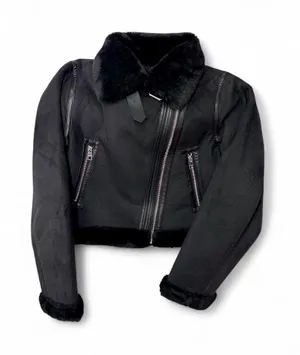 Pull&Bear Black Faux Shearling Aviator Jacket Size S thumbnail 1