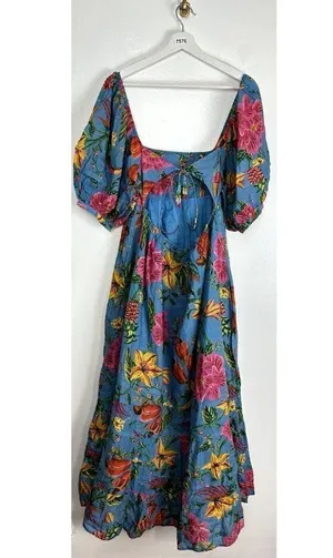FARM RIO Toucans Garden Midi Dress in Blue Size Small thumbnail 6