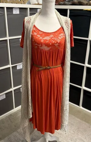 Unbranded Cream Crochet Open Knit Duster Waterfall Cardigan Vest thumbnail 3