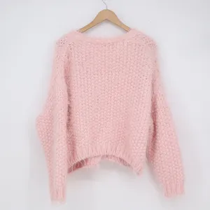 Storia Blush Pink Fuzzy Chunky Knit Toggle Cardigan Sweater thumbnail 5