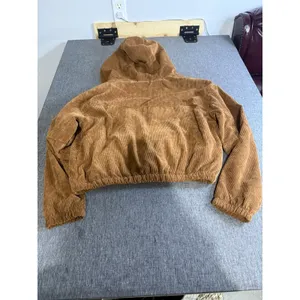 Ashley Sunrise Collection Corduroy Hooded Cropped Zip Sherpa Lined Jacket XL thumbnail 9