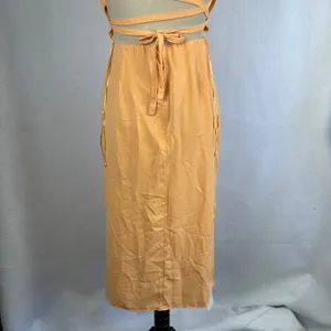 New Abercrombie‎ Fitch Orange Spaghetti Strap Ruched Side Slit Midi Dress Small thumbnail 9